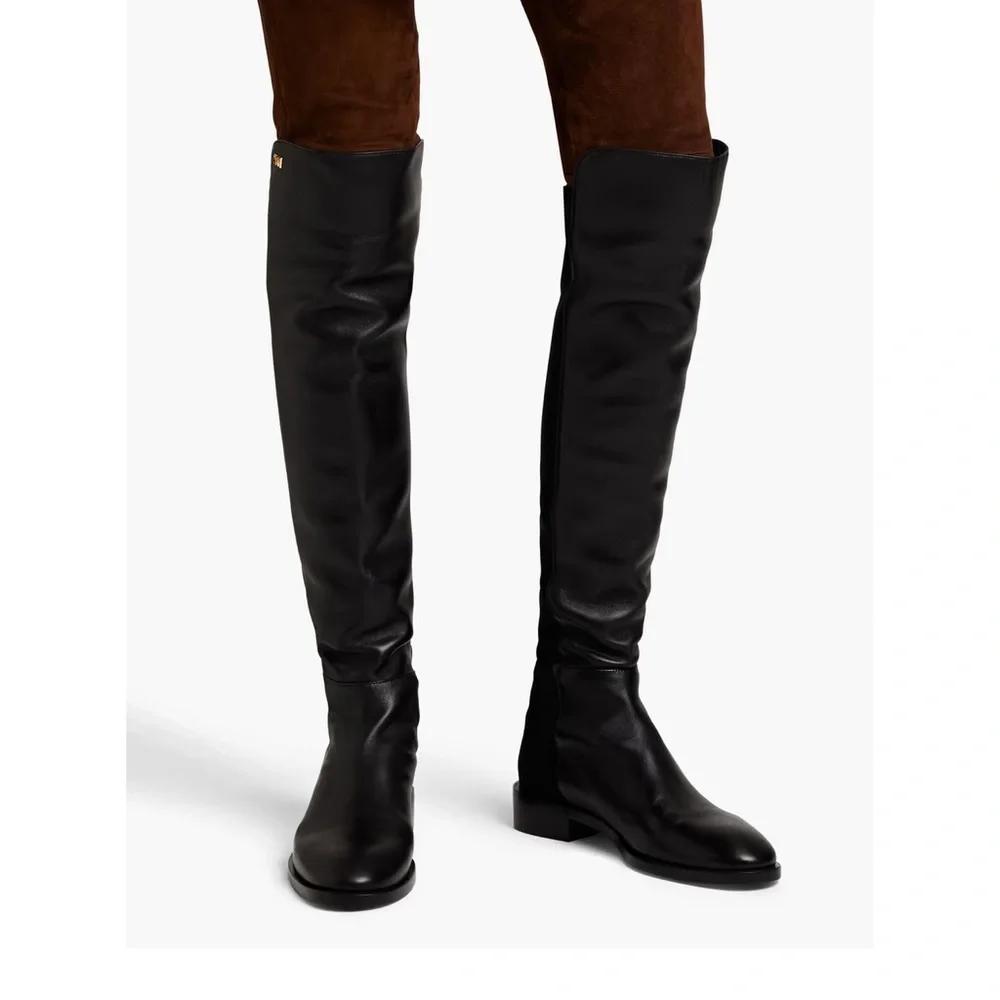 STUART WEITZMAN Keelan City Suede And Neoprene Knee Boots. 8B